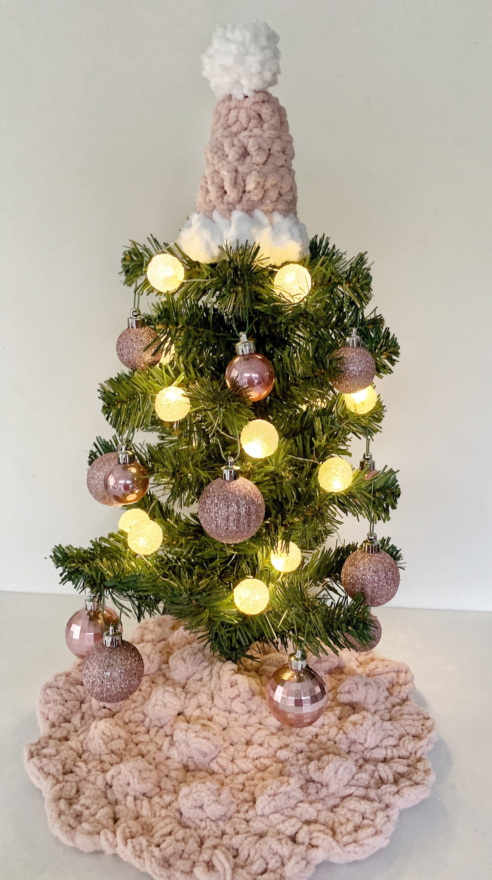 Blush Pink Christmas Decor Kit With Tree Crochet Tree Topper Etsy