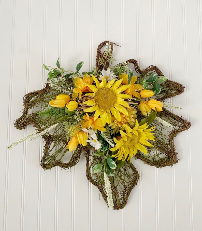 Yellow front door decor sunflower wreath housewarming gift Etsy