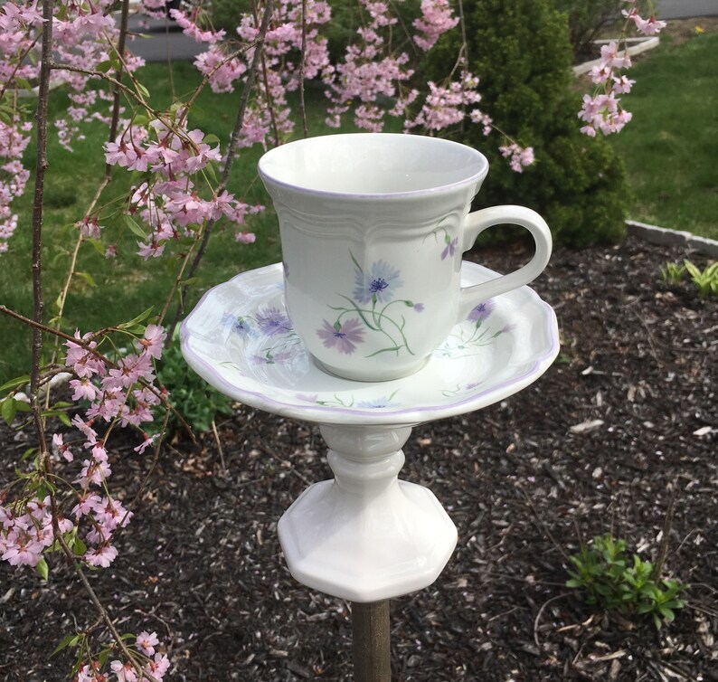 Teacup And Saucer Feeder Teacup Bird Feeder Garden Stake Etsy