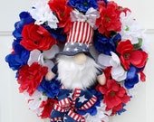 Patriotic 4th of July wreath - red white and blue Independence day wreath - stars and stripes USA decor