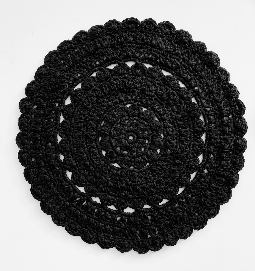 Black Cotton Placemat Home Decor Farmhouse Kitchen Decor Crochet Doily Living Room Decor Etsy