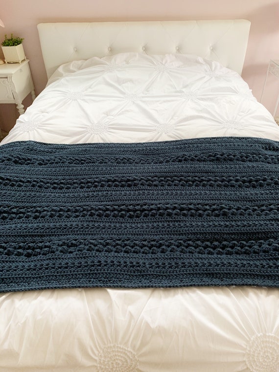 Cape Cod Blue Crochet Bed Runner Crochet Bed Scarf Bedroom Decor End of Bed Blanket Etsy Denmark