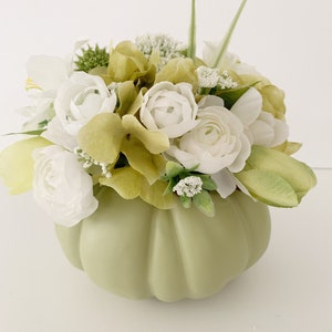 Sage green baby shower pumpkin centerpiece - Farmhouse decor - small coffee table decor
