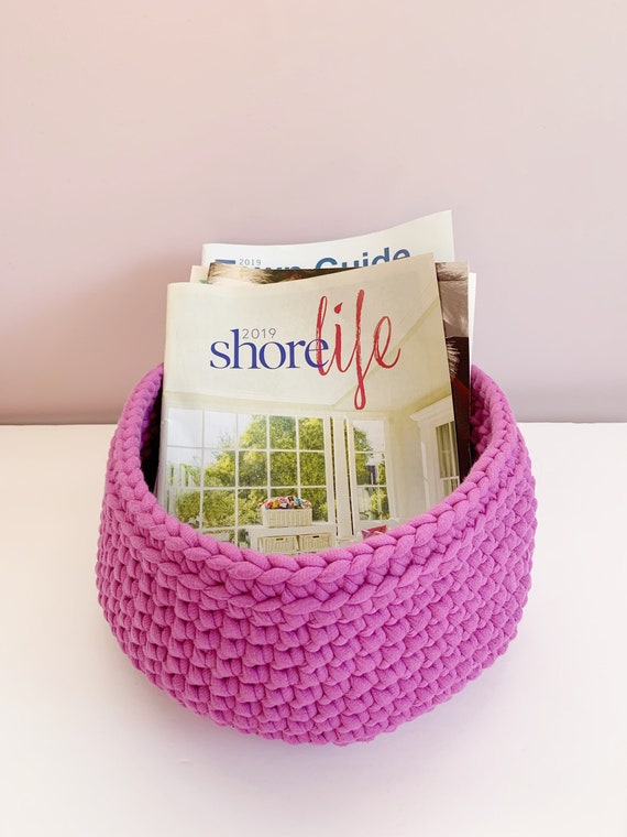 かぎ針編みの入れ子式バスケットセット - 手作りの蘭のピンクの収納