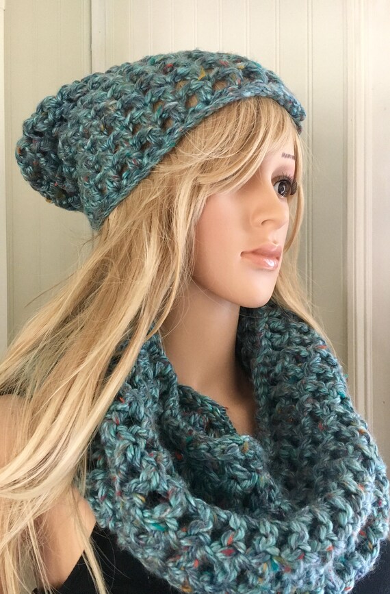 Blue lacy crochet cowl crochet infinity scarf blue neck | Etsy