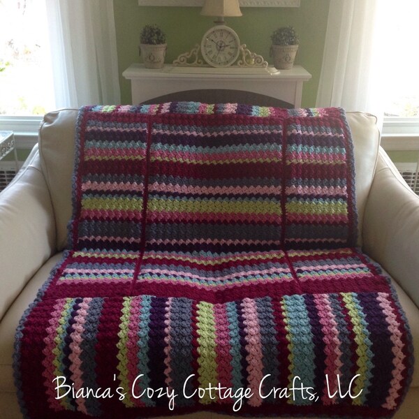 Reserved Listing / Customized for Lorie G. - Multi colored blanket - crochet throw - multi colored crochet blanket - crochet afghan