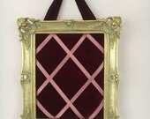 Framed memory board in red and gold - elegant photo board - vintage style home decor - vintage framed wall decor