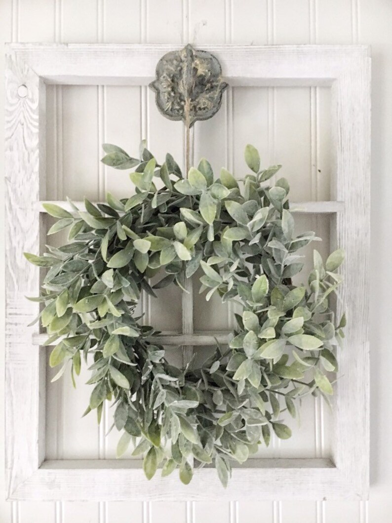 Window Frame Wall Decor Farmhouse French Country Cottage Fl Hanging Rustic With Wreath Wood