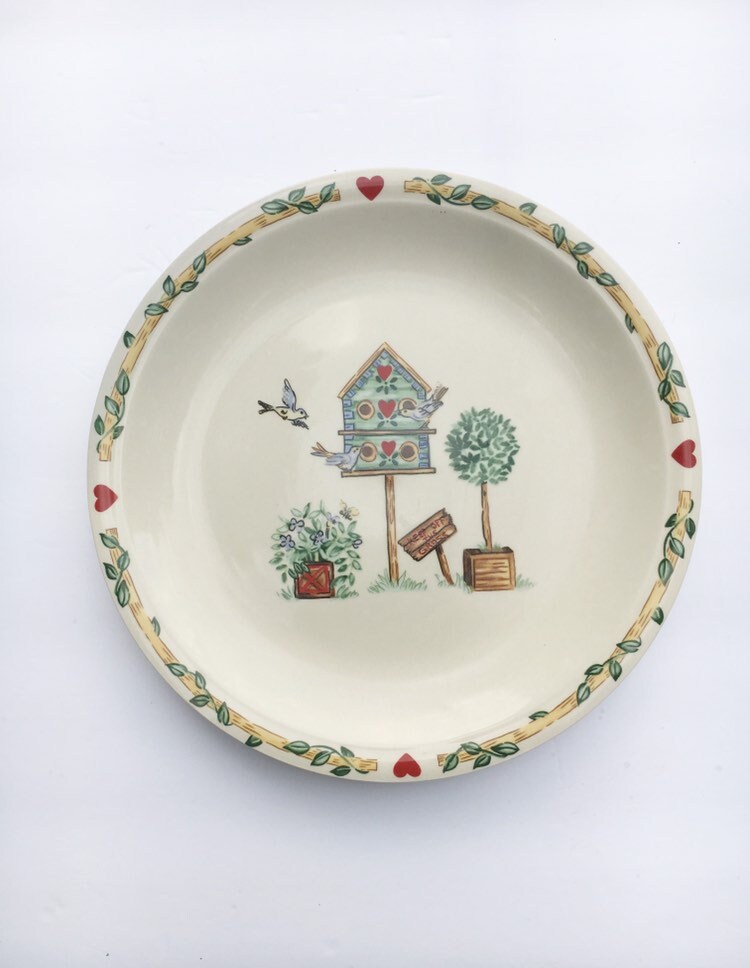 Lot De 4 Assiettes à Dîner Thomson Pottery - Birdhouse Ivy Heart, 10 1/4 Pouces