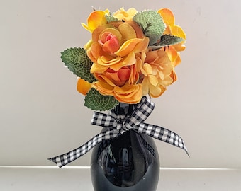 Tiered tray mini flower arrangement Halloween decor - rustic farmhouse decor