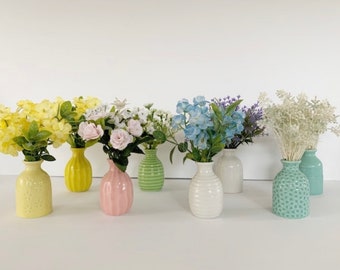 Tiered tray mini Spring flower arrangement decor - rustic farmhouse decoration
