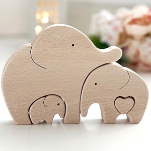 Expecting mom gift elephant wood toy . Family keepsake . Wooden elephant puzzle . Pregnant mother day gift . Fathers day gift from baby