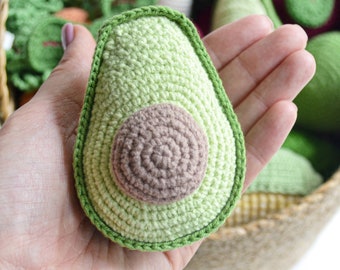 Crochet Avocado Half . Sensory Toys for Kids . Crochet Vegetables . Perfect 2 Year Old Girl Gift