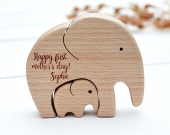 Personalized mother's day gift . Wooden elephant puzzle . Expecting mom gift . First baby gift for mom