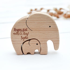 Personalized mother's day gift . Wooden elephant puzzle . Expecting mom gift . First baby gift for mom