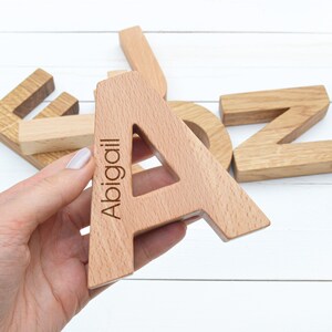 Personalized name letters for nursery decor . Wooden alphabet letters graspig toy . Baby name reveal . Easter basket stuffer