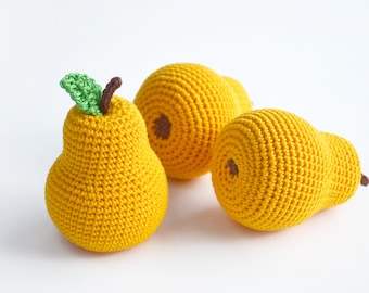 Pear crochet play food, Crochet fruits and vegetables for play kitchen, Kids gift