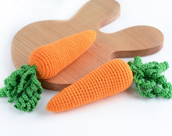 Crochet Carrot Rattle Teething toy Baby rattle Gift for Baby shower gift First Easter basket Grandkids gift Play food Crochet vegetables