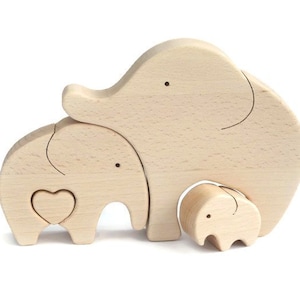 Expecting mom gift elephant wood toy . Family keepsake . Wooden elephant puzzle . Pregnant mother day gift . Fathers day gift from baby