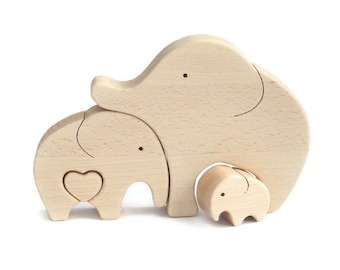 Expecting mom gift elephant wood toy . Family keepsake . Wooden elephant puzzle . Pregnant mother day gift . Fathers day gift from baby