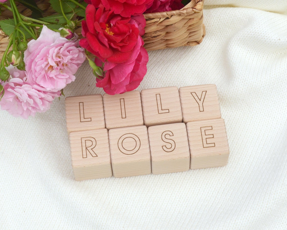 Baby wood name blocks for nursery . Personalized shelf decor . Etsy