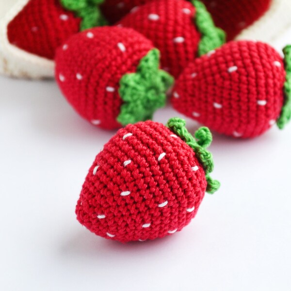 Crochet Strawberry (1pc) Play Food Crochet food Crochet vegetables Crochet fruits Pretend play Teething Toy Learning toy Toy kitchen food