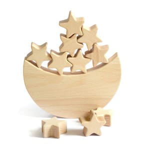 Personalized Moon and Stars wooden toy for children Wooden toddler toy Space themed nursery decor wood gifts balance toy gift for boy