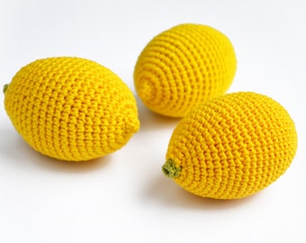 Lemon crochet play food, Crochet ruits and vegetables for play kitchen, Toddler girl gift