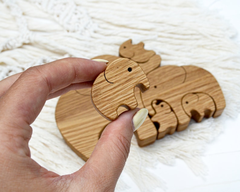 Wooden Elephants . Personalized Family of 7 gift . Family keepsake gifts image 9