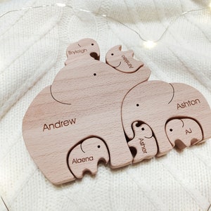 Wooden Elephants . Personalized Family of 7 gift . Family keepsake gifts image 7