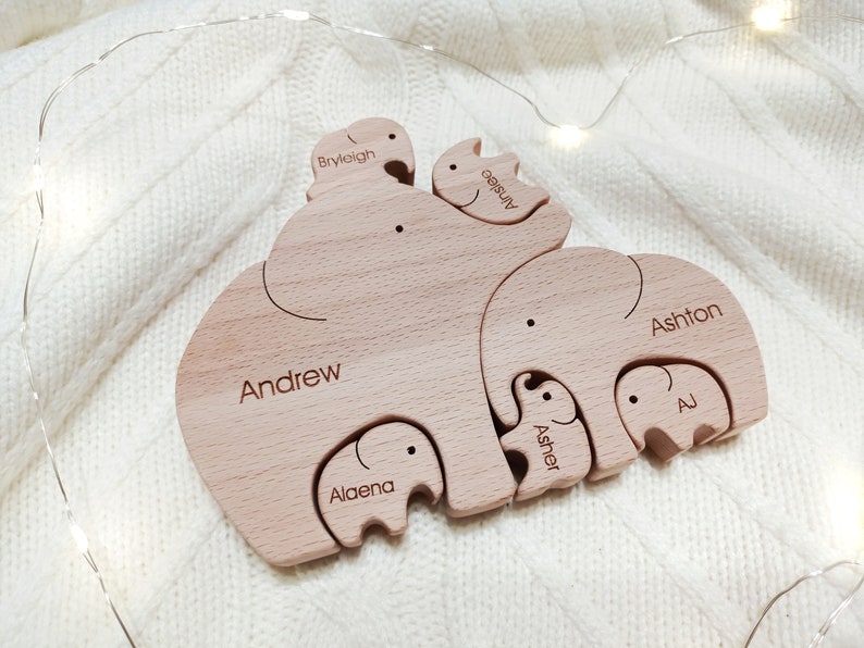 Wooden Elephants . Personalized Family of 7 gift . Family keepsake gifts image 7