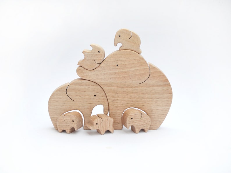 Wooden Elephants . Personalized Family of 7 gift . Family keepsake gifts image 6