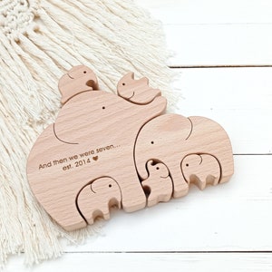 Wooden Elephants . Personalized Family of 7 gift . Family keepsake gifts image 8