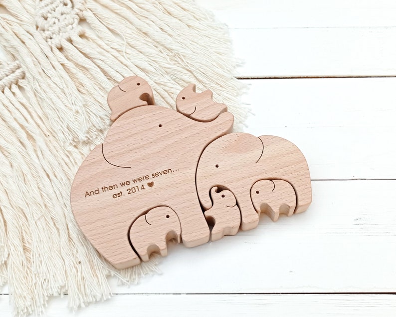 Wooden Elephants . Personalized Family of 7 gift . Family keepsake gifts image 8