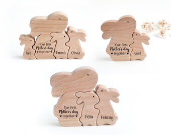 First mothers day gift . Personalized Wooden twins triplets mom gift. Mother of three gift for daughter