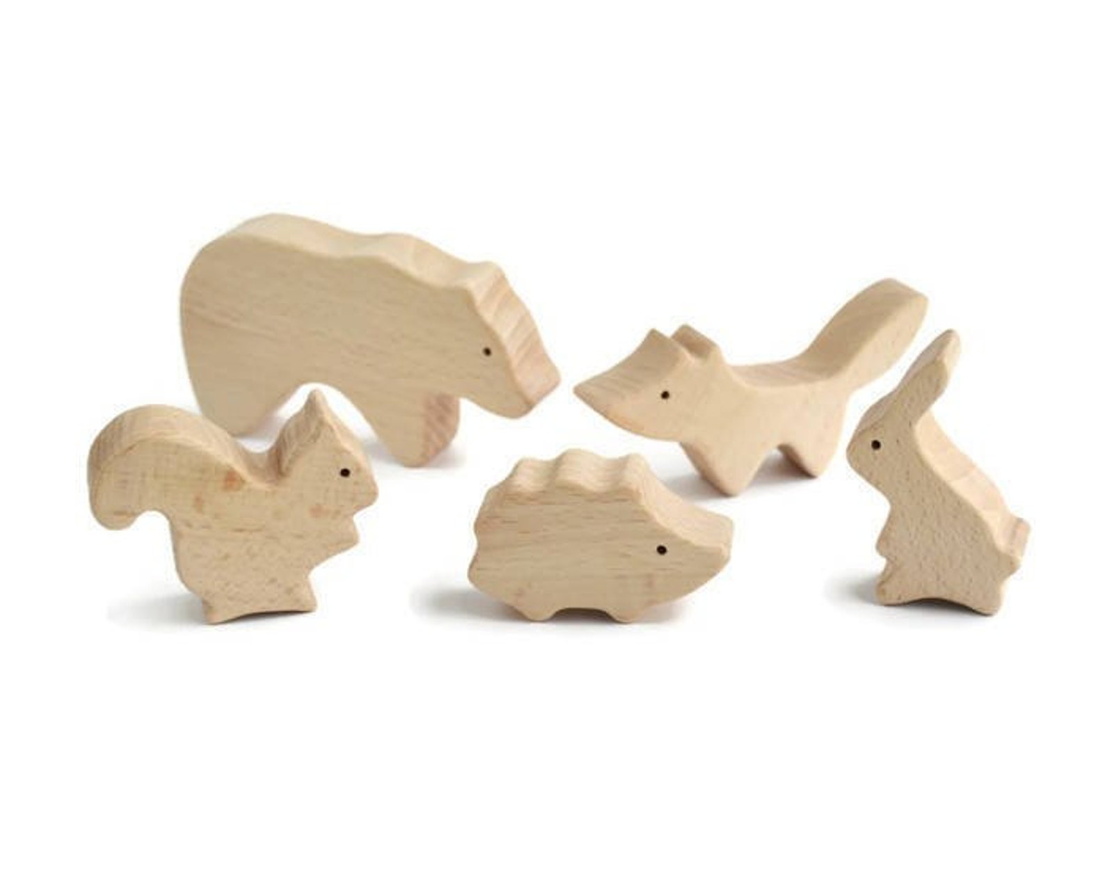 Wooden Forest Animals Play Set . Woodland Creatures Fox Bear | Etsy