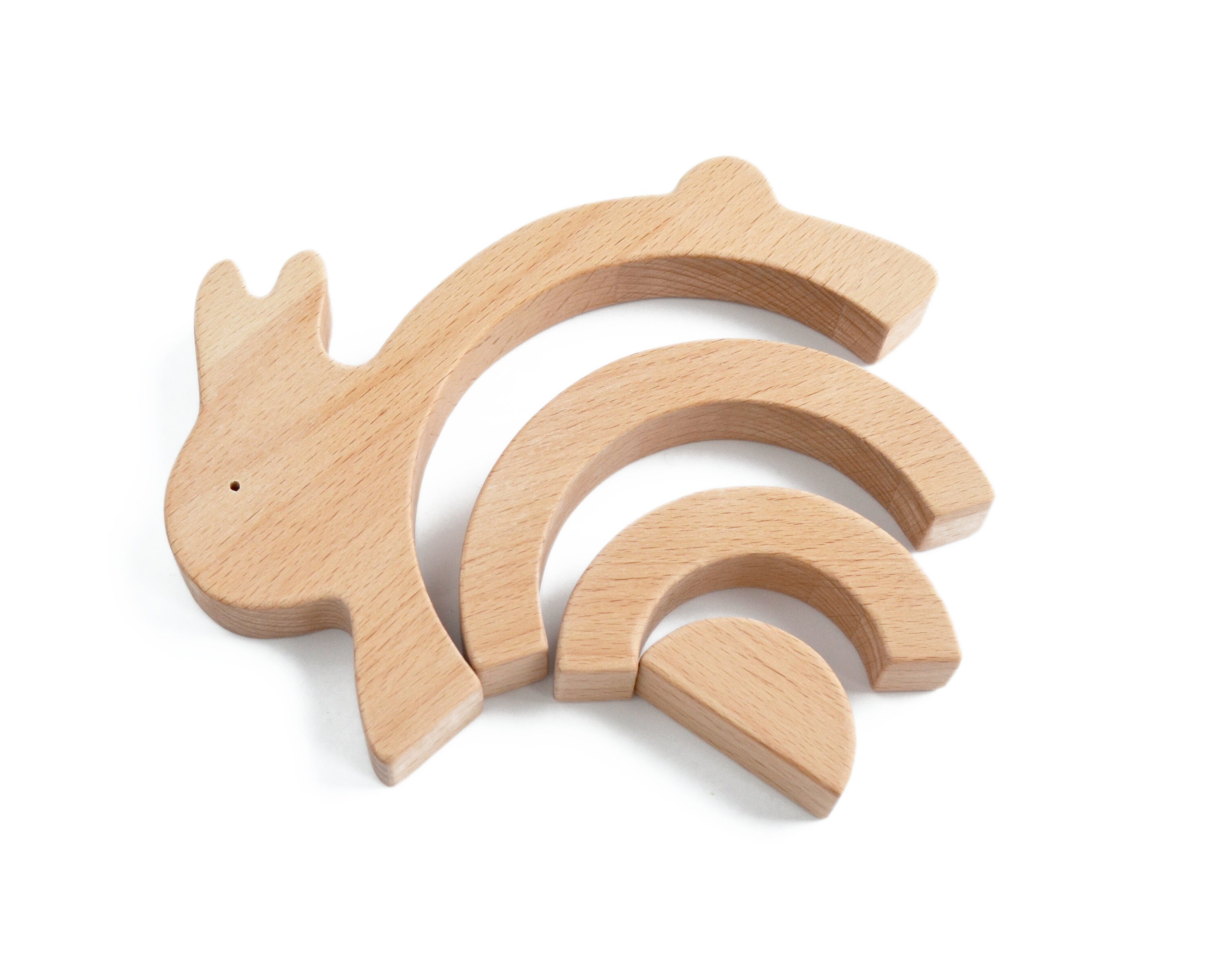 Bunny Wooden Rainbow Stacker Toy . Personalized Natural Wood Stacking ...