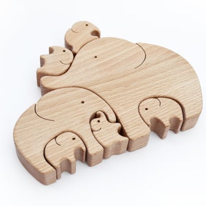 Wooden Elephants . Personalized Family of 7 gift . Family keepsake gifts image 5