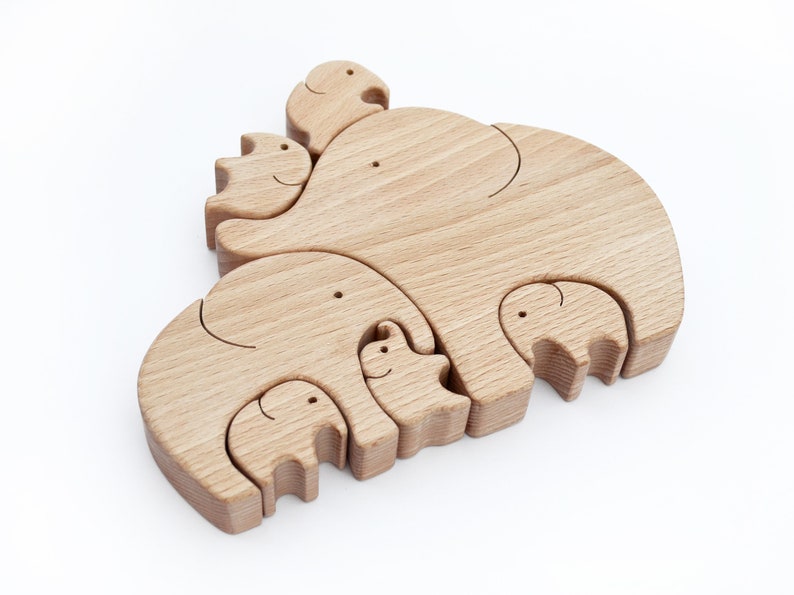 Wooden Elephants . Personalized Family of 7 gift . Family keepsake gifts image 5