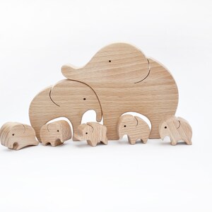 Wooden Elephants . Personalized Family of 7 gift . Family keepsake gifts image 4