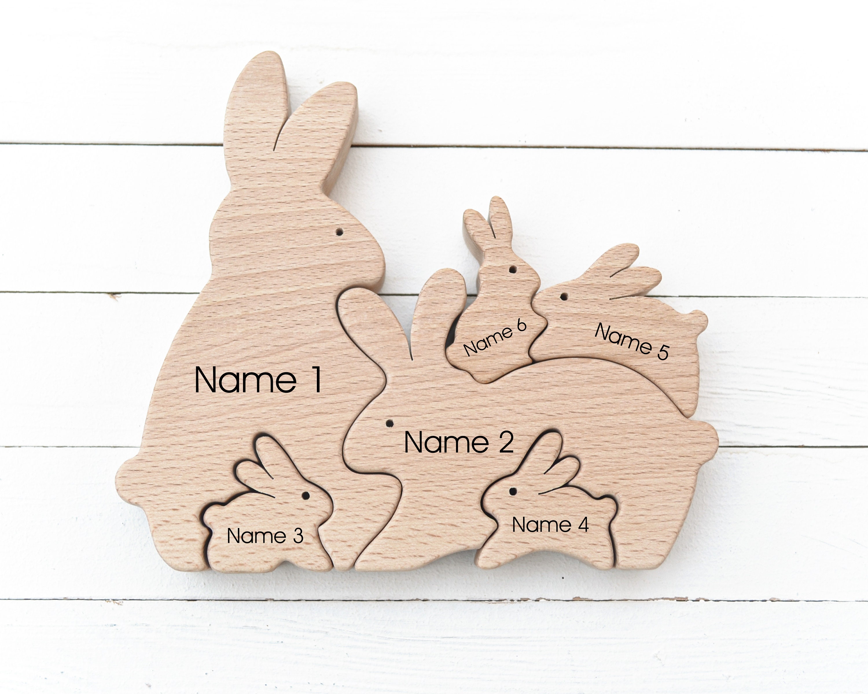 Puzzle lapin en bois cadeaux personnalisés pour maman