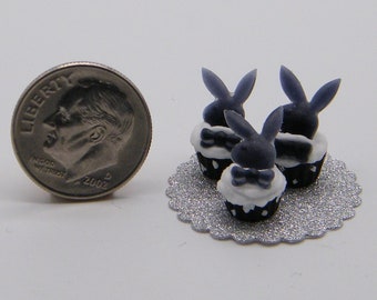 Dollhouse Miniature Cupcakes - Playboy Bunny Cupcakes - 1:12 Scale