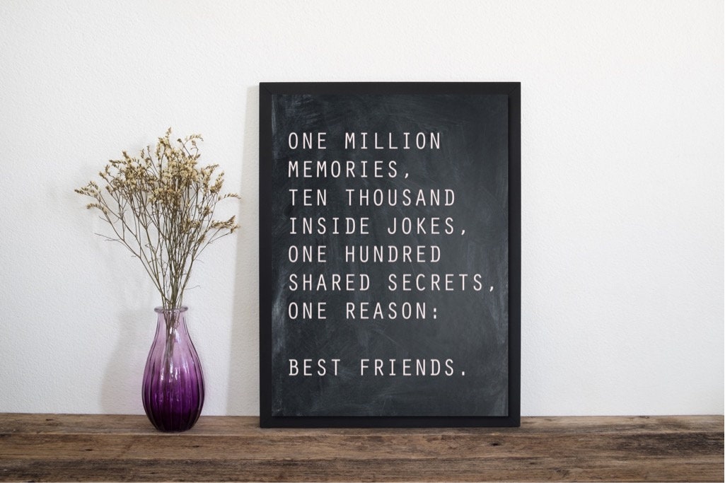 Best Friends Wall Art Art Print Typography Poster Black and | Etsy