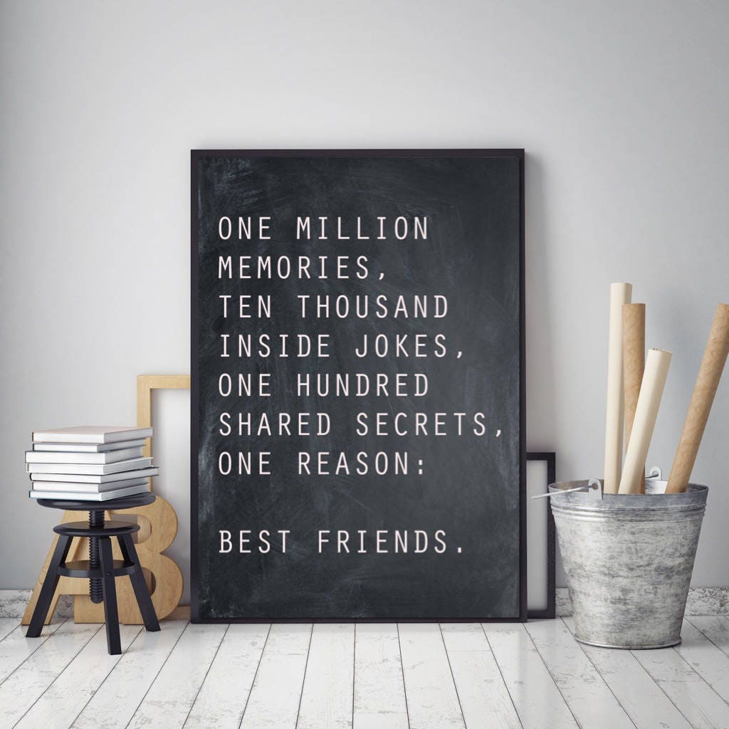 Best Friends Wall Art Art Print Typography Poster Black and Etsy UK