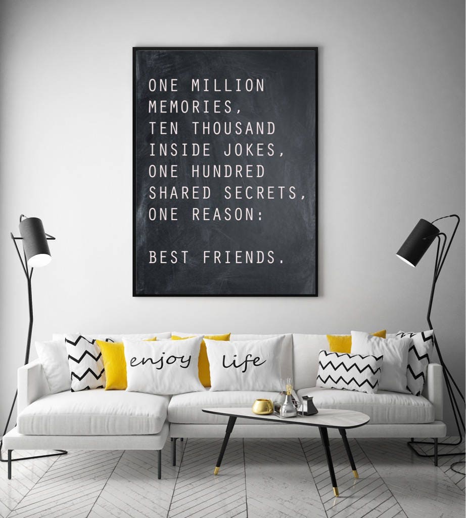 Best Friends Wall Art Art Print Typography Poster Black and Etsy UK