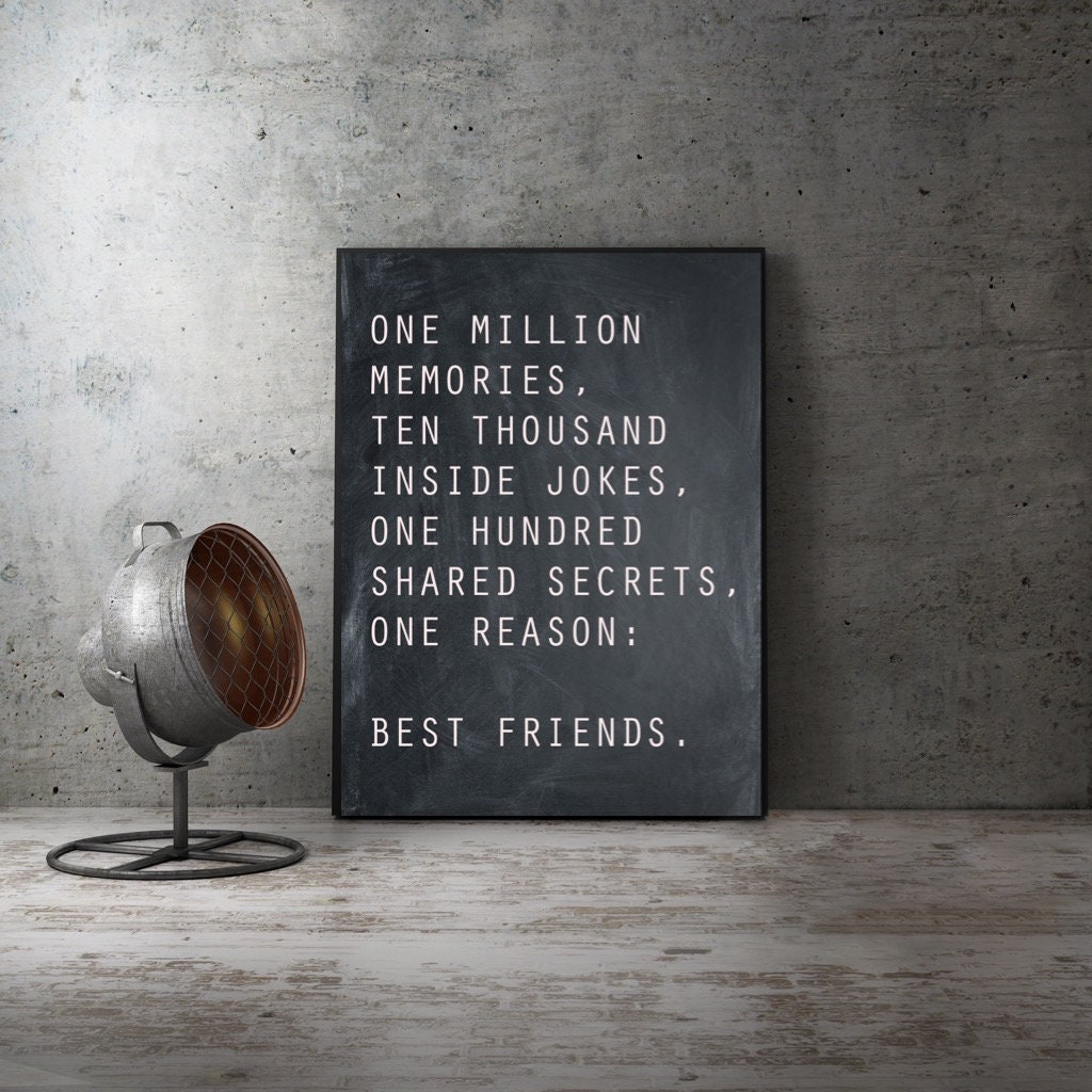 Best Friends Wall Art Art Print Typography Poster Black and Etsy UK
