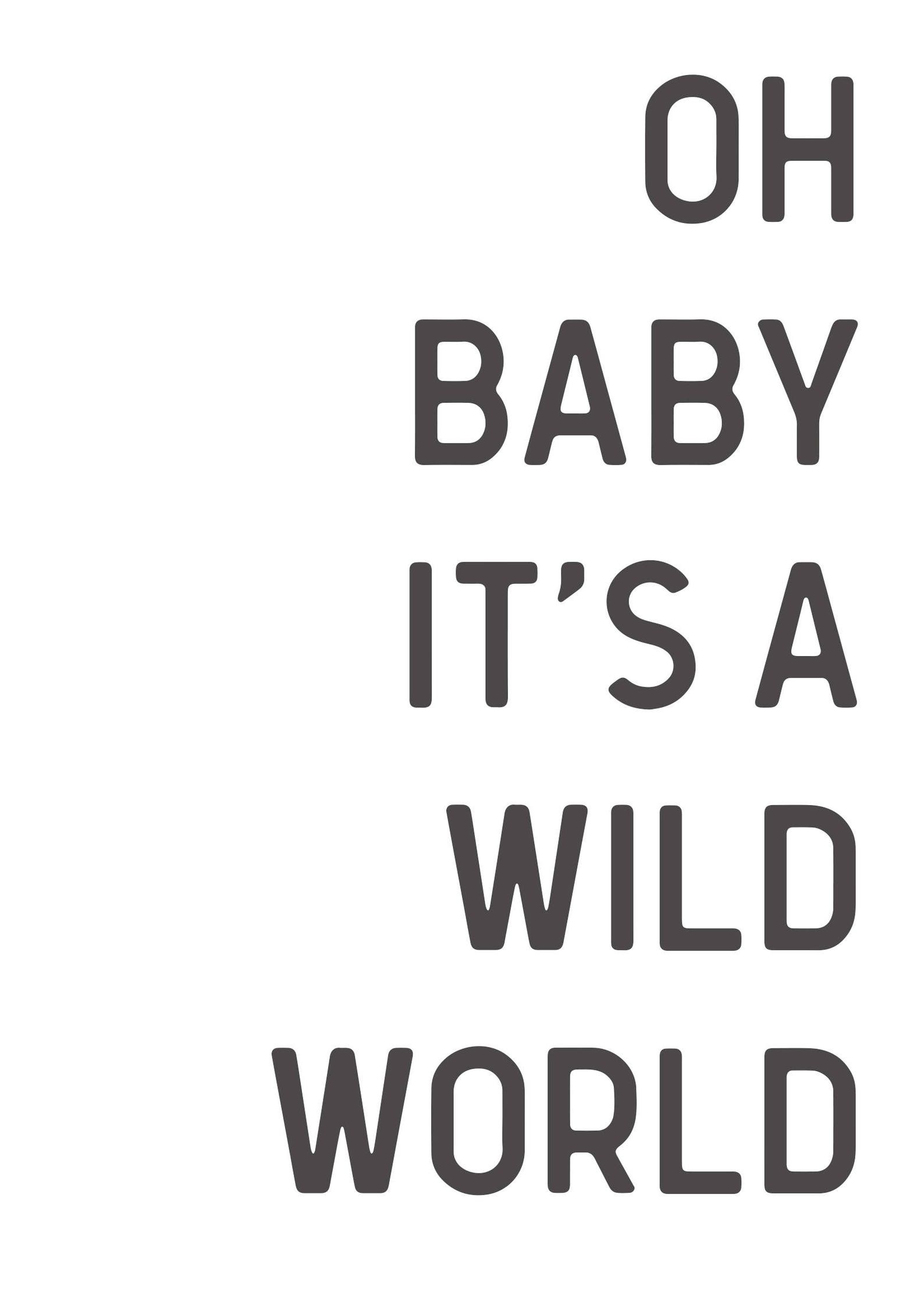 Oh Baby Its A Wild World Wall Art Art Print Typography Etsy