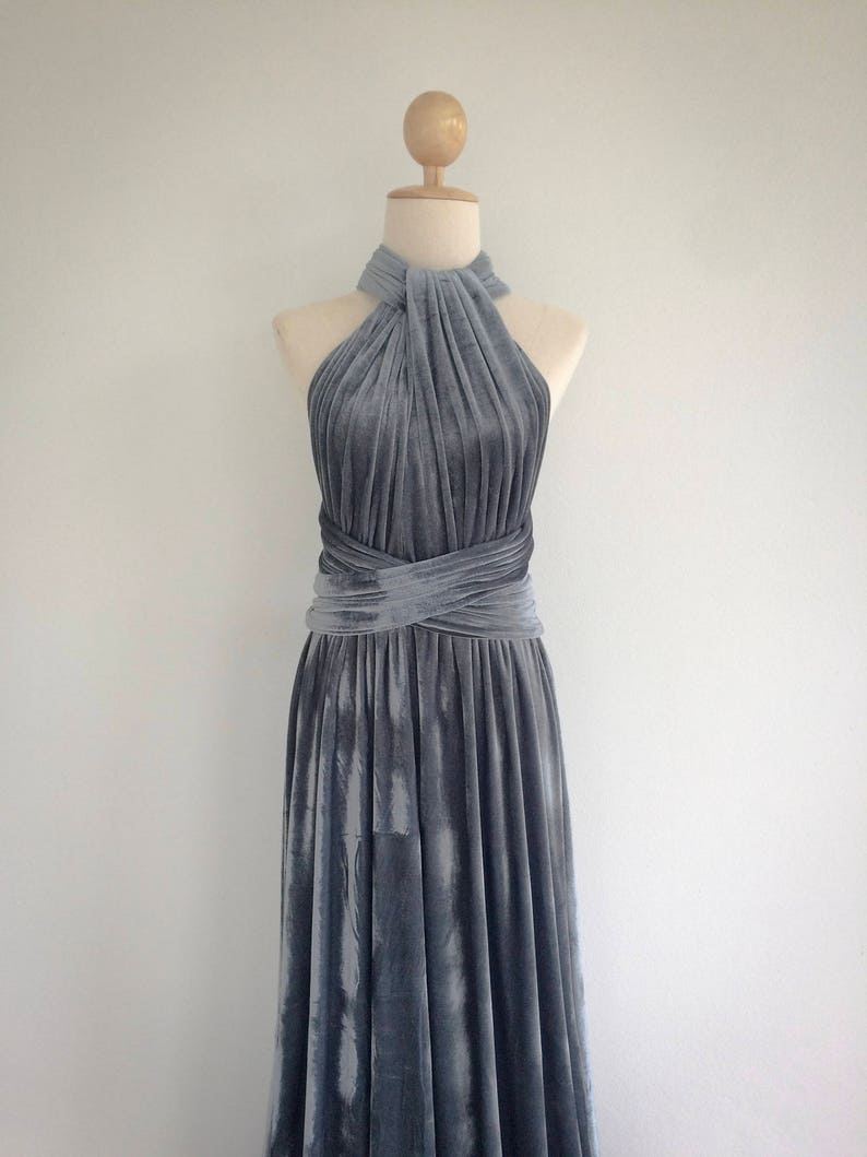 grey velvet dress