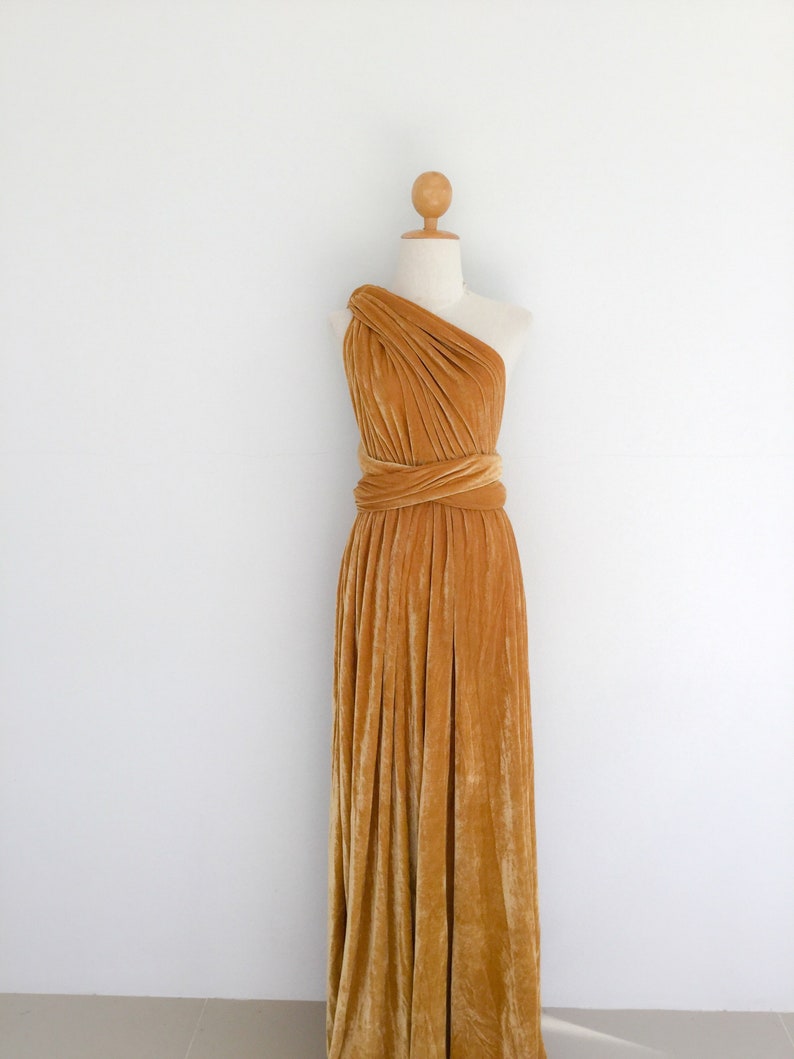 Plus Size Mustard Yellow Infinity Velvet Dress Bridesmaid Etsy