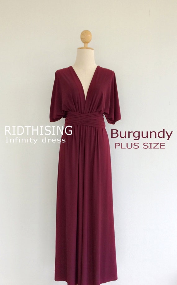 plus size burgundy wrap dress
